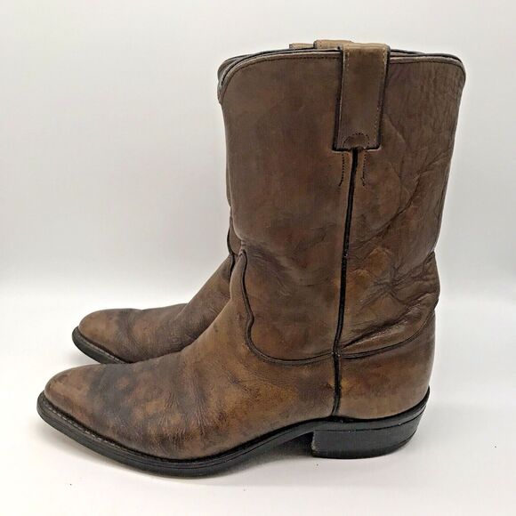 Justin 3826 Farm & Ranch Boss Brown Leather Cowboy Boots Men's 8.5 EE Work Shoes - Picture 3 of 12